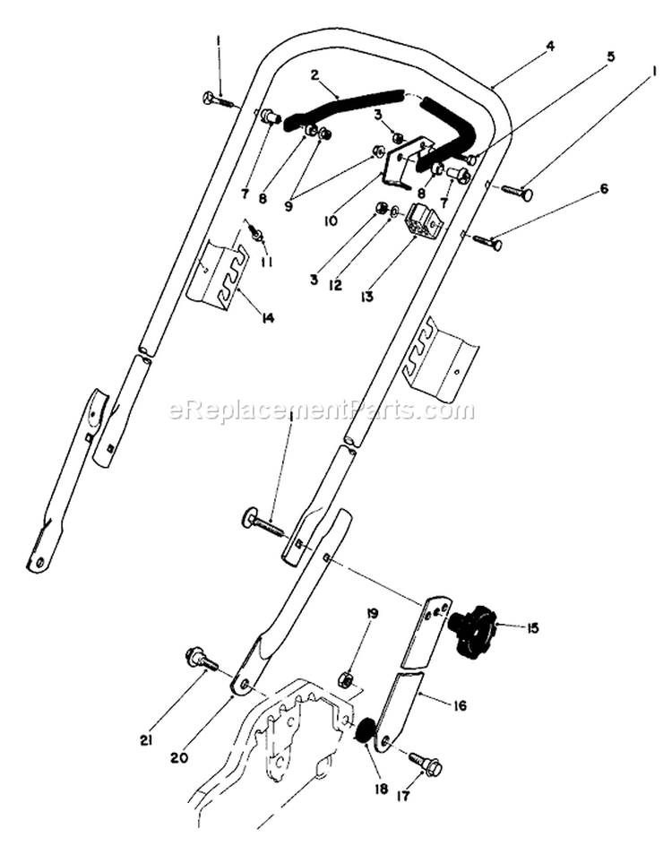 Handle Assembly Diagram and Parts List for 20577 5000001-5999999 - 1985 Toro Lawn Mower
