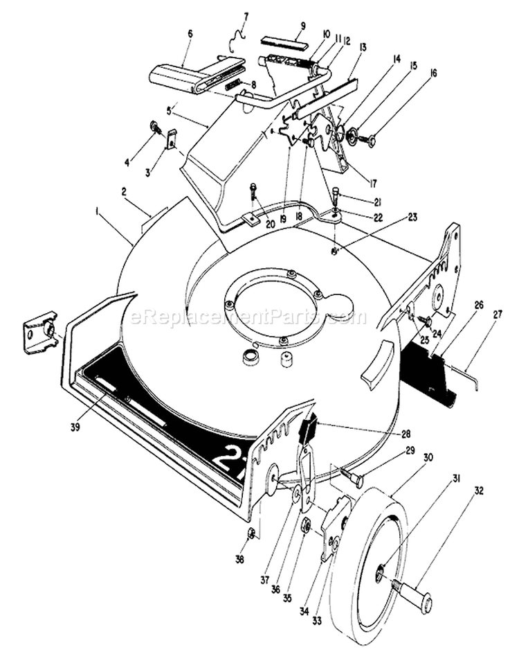 Housing Assembly Diagram and Parts List for 20581 3000001-3999999 - 1983 Toro Lawn Mower