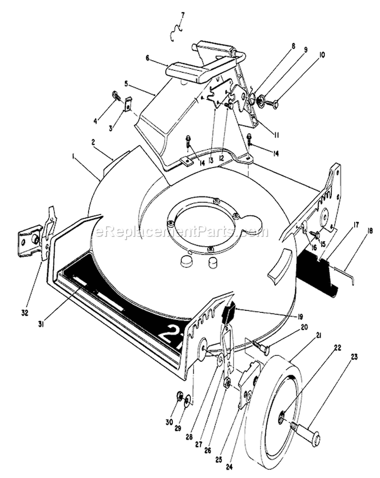Housing Assembly Diagram and Parts List for 20581 5000001-5999999 - 1985 Toro Lawn Mower