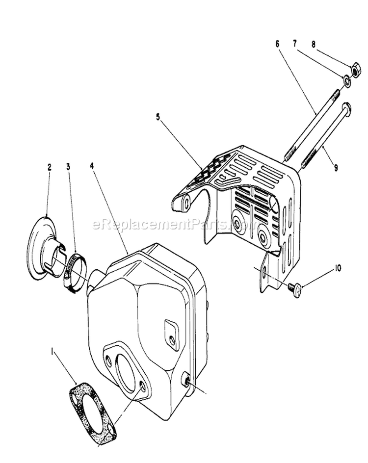 Muffler Assembly Diagram and Parts List for 20581 5000001-5999999 - 1985 Toro Lawn Mower
