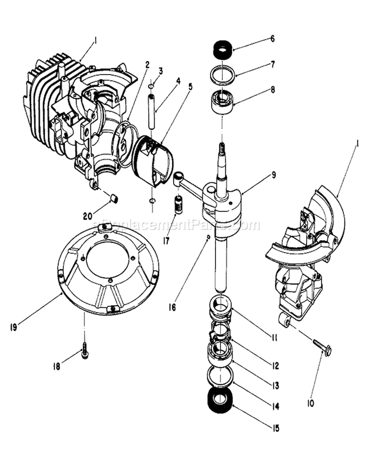 Crankshaft Assembly Diagram and Parts List for 20581 5000001-5999999 - 1985 Toro Lawn Mower
