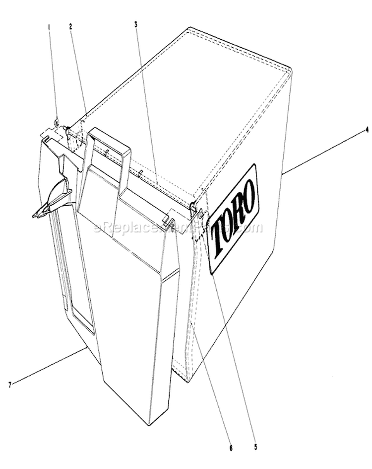Grass Bag Assembly Diagram and Parts List for 20581 5000001-5999999 - 1985 Toro Lawn Mower