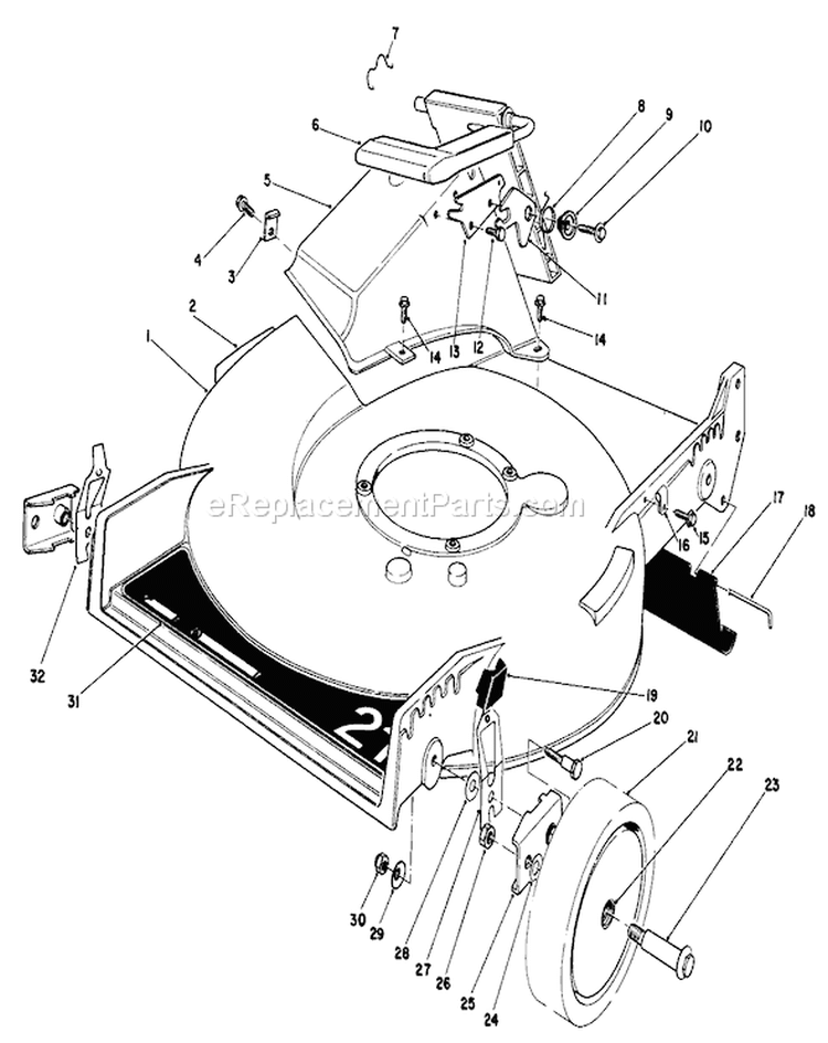Housing Assembly Diagram and Parts List for 20581 6000001-6999999 - 1986 Toro Lawn Mower