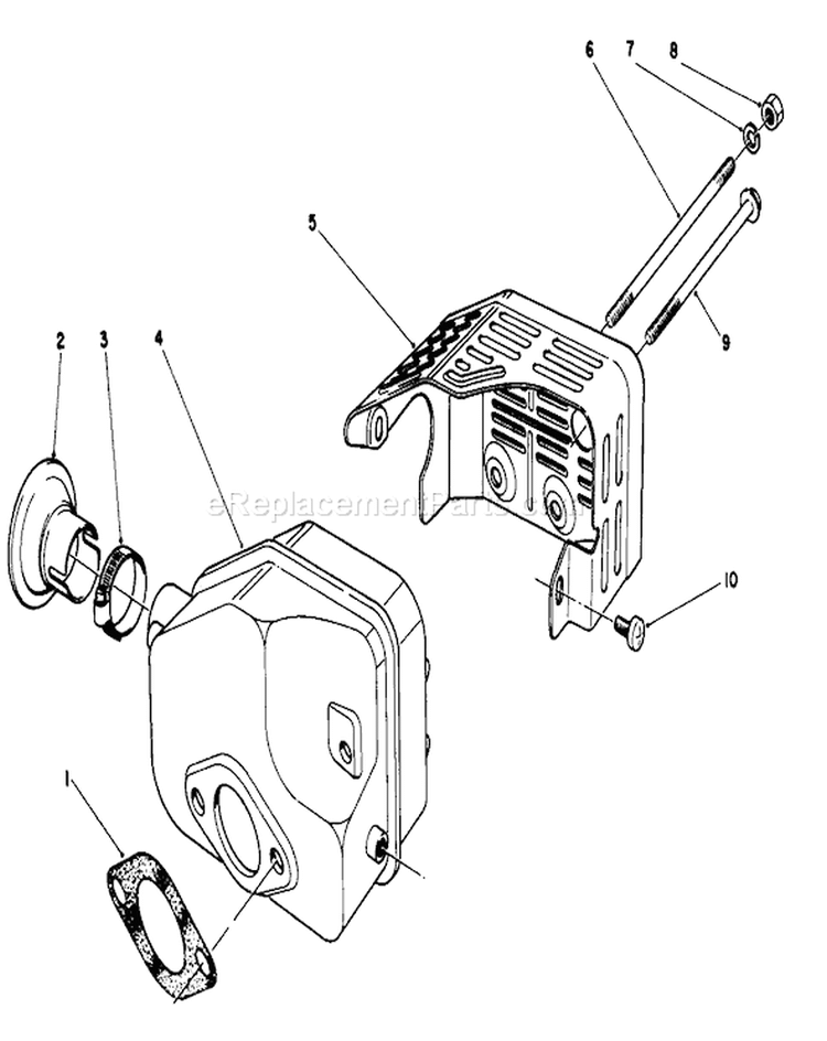 Muffler Assembly Diagram and Parts List for 20581 6000001-6999999 - 1986 Toro Lawn Mower
