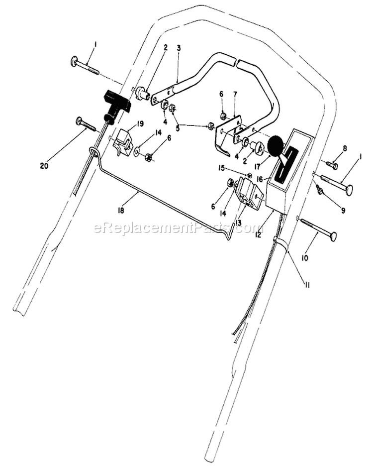 Control Assembly Diagram and Parts List for 20581 6000001-6999999 - 1986 Toro Lawn Mower