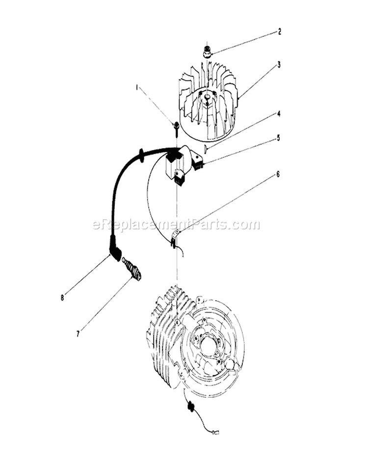 Ignition Assembly Diagram and Parts List for 20581 7000001-7999999 - 1987 Toro Lawn Mower