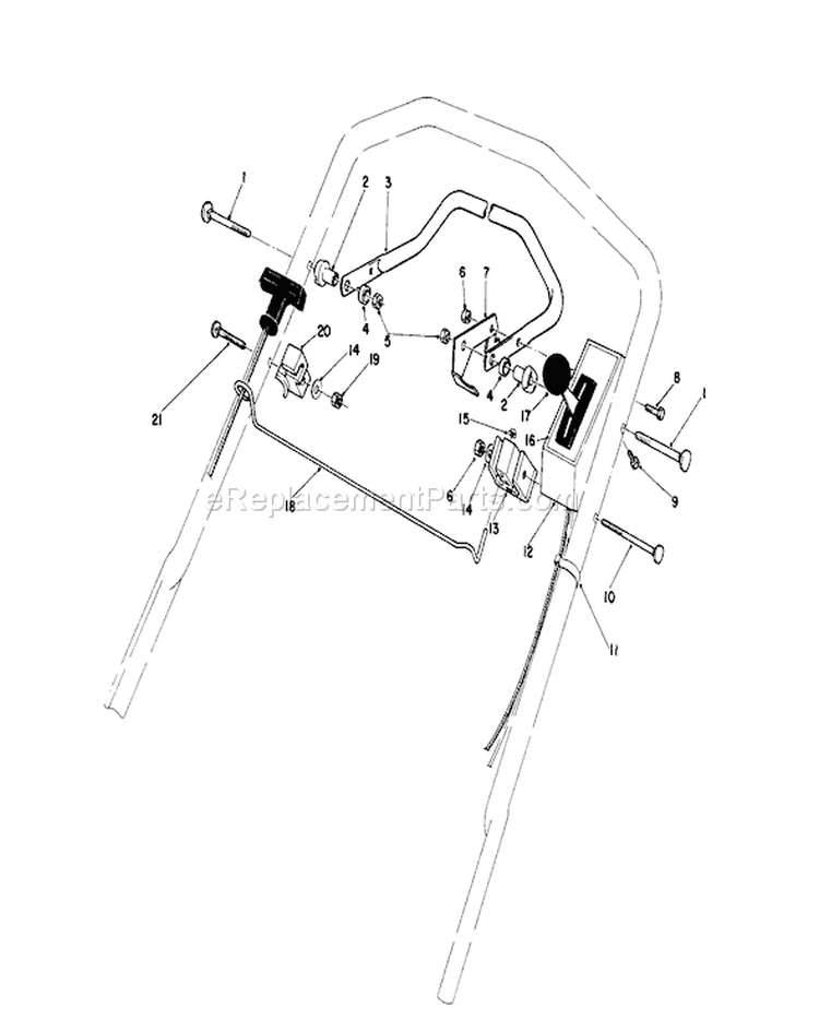 Control Assembly Diagram and Parts List for 20581 7000001-7999999 - 1987 Toro Lawn Mower