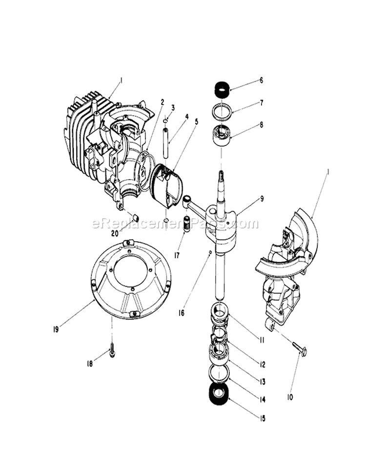Engine Diagram and Parts List for 20581 7000001-7999999 - 1987 Toro Lawn Mower