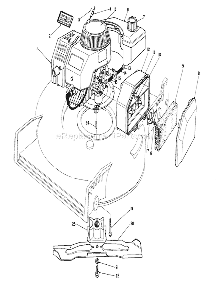 Page F Diagram and Parts List for 20581 7000001-7999999 - 1987 Toro Lawn Mower