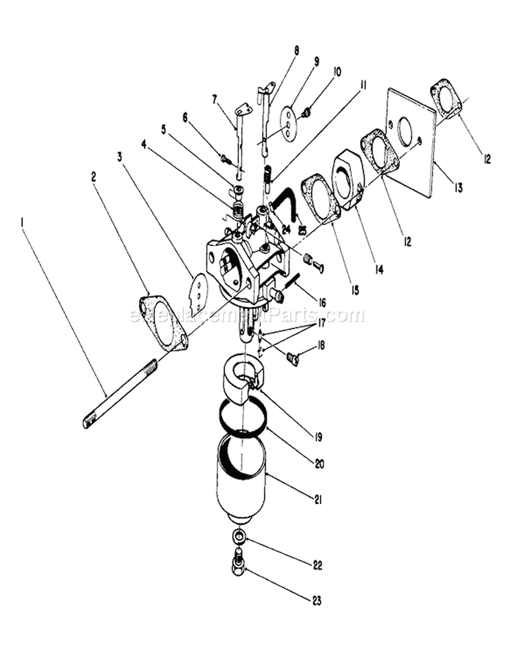 Carburetor Diagram and Parts List for 20581 8000001-8999999 - 1988 Toro Lawn Mower