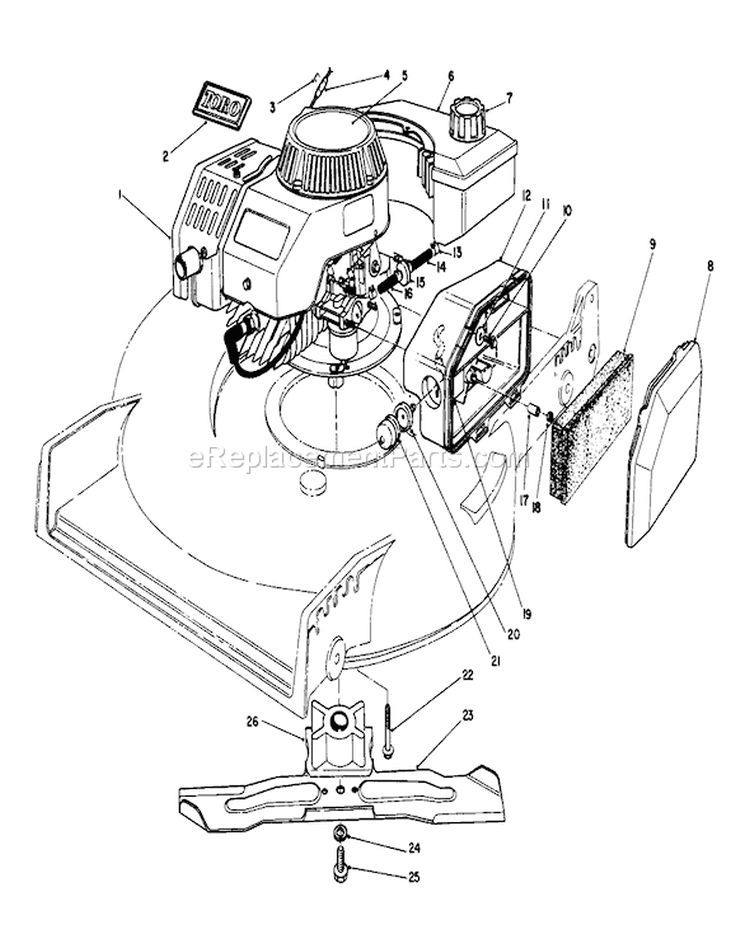 Engine Assembly Diagram and Parts List for 20581 8000001-8999999 - 1988 Toro Lawn Mower