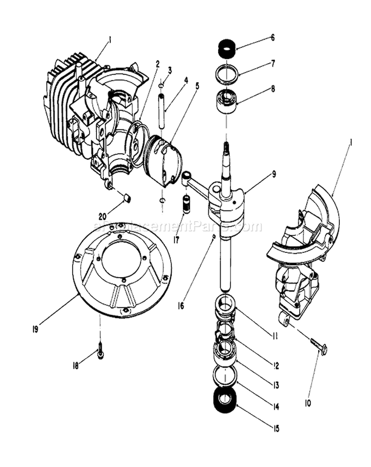 Engine Diagram and Parts List for 20581 8000001-8999999 - 1988 Toro Lawn Mower