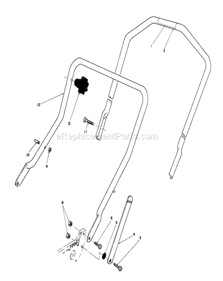 Handle Assembly Diagram and Parts List for 20581 8000001-8999999 - 1988 Toro Lawn Mower