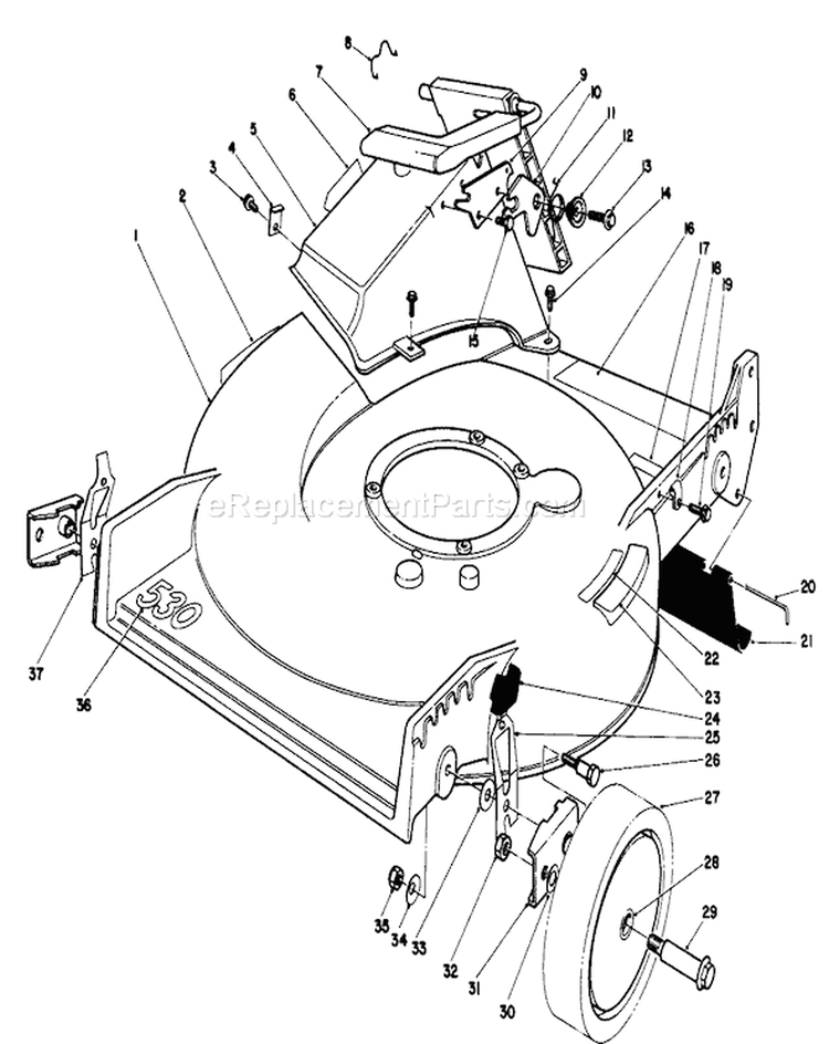 Housing Assembly Diagram and Parts List for 20582C 6000001-6999999 - 1986 Toro Lawn Mower