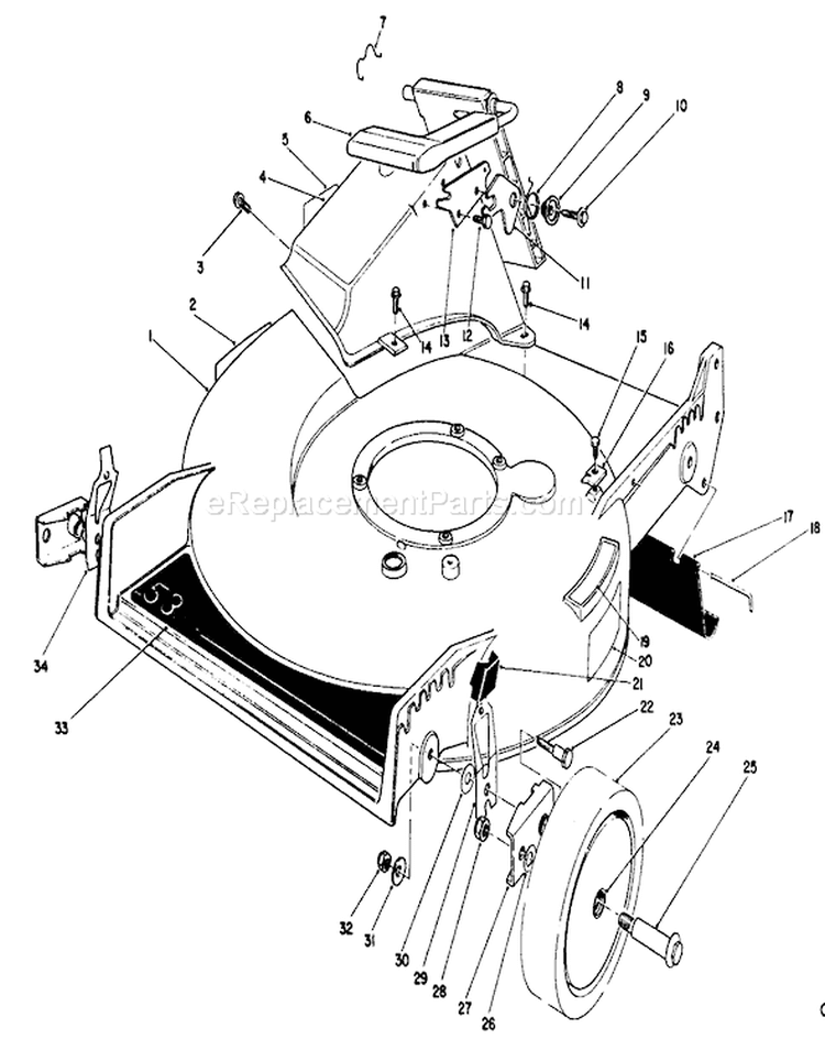 Housing Assembly Diagram and Parts List for 20584C 9000001-9999999 - 1989 Toro Lawn Mower