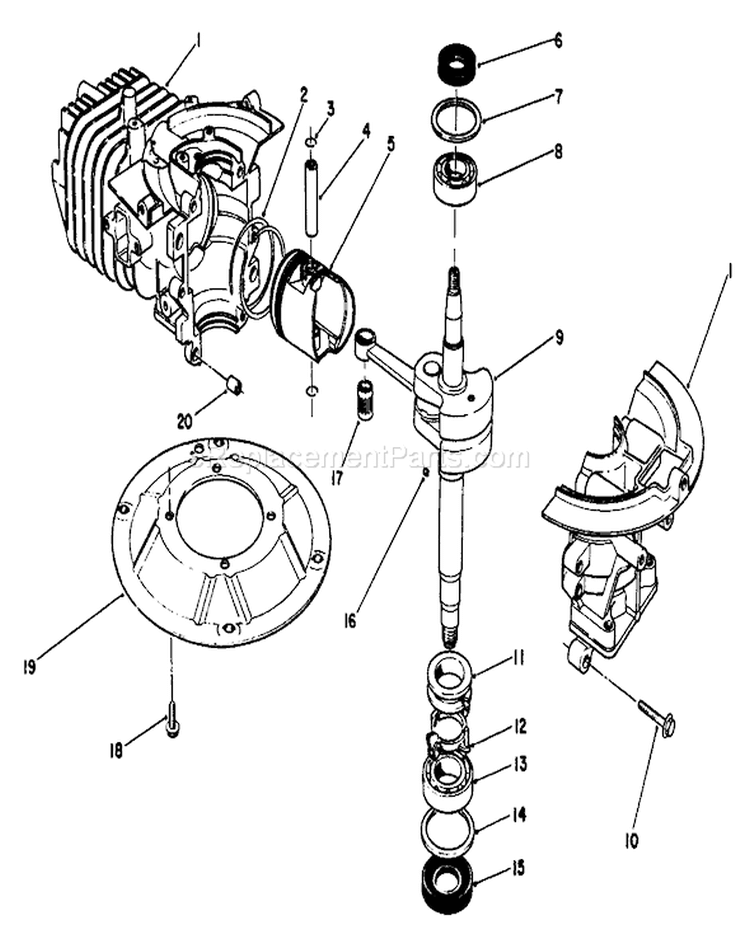 Crankshaft Assembly Diagram and Parts List for 20584C 9000001-9999999 - 1989 Toro Lawn Mower