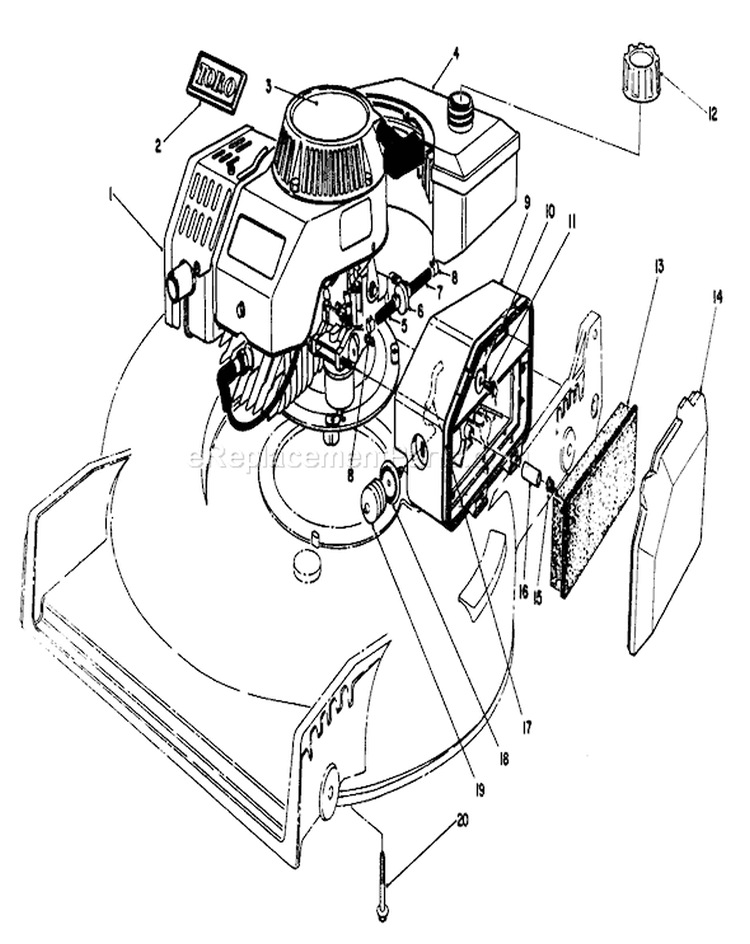 Engine Assembly Diagram and Parts List for 20584C 9000001-9999999 - 1989 Toro Lawn Mower