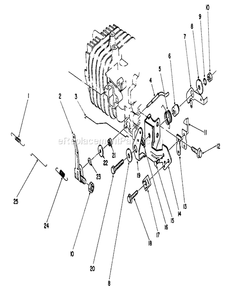 Governor Assembly Diagram and Parts List for 20584C 9000001-9999999 - 1989 Toro Lawn Mower