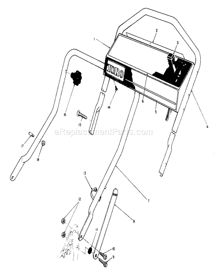 Handle Assembly Diagram and Parts List for 20584C 9000001-9999999 - 1989 Toro Lawn Mower