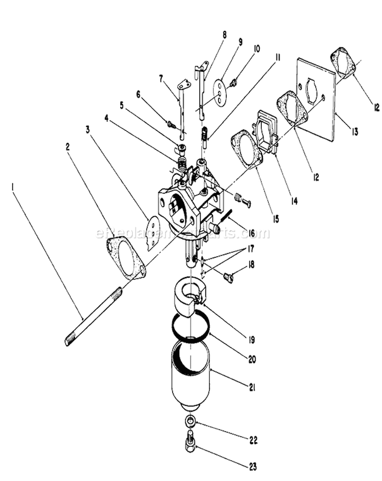 Carburetor Assembly Diagram and Parts List for 20584 6000001-6999999 - 1986 Toro Lawn Mower