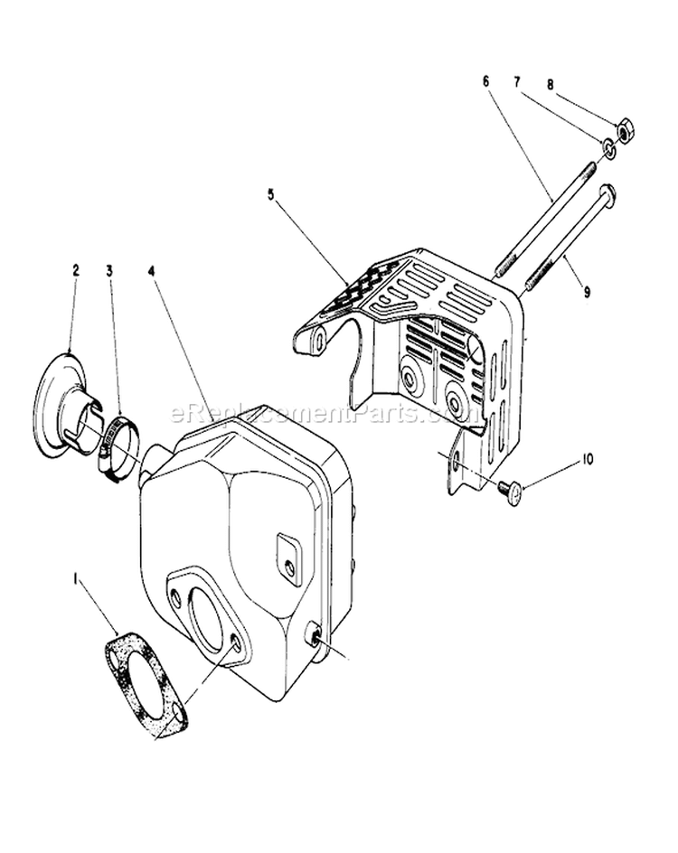 Muffler Assembly Diagram and Parts List for 20584 7000001-7999999 - 1987 Toro Lawn Mower