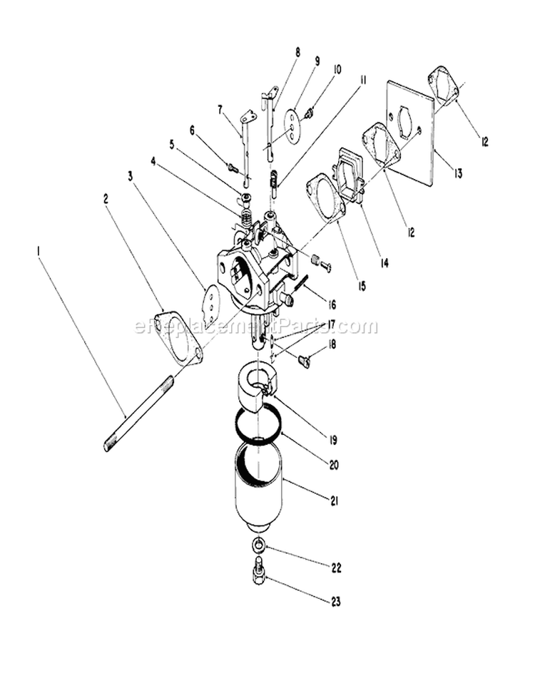 Carburetor Diagram and Parts List for 20584 7000001-7999999 - 1987 Toro Lawn Mower