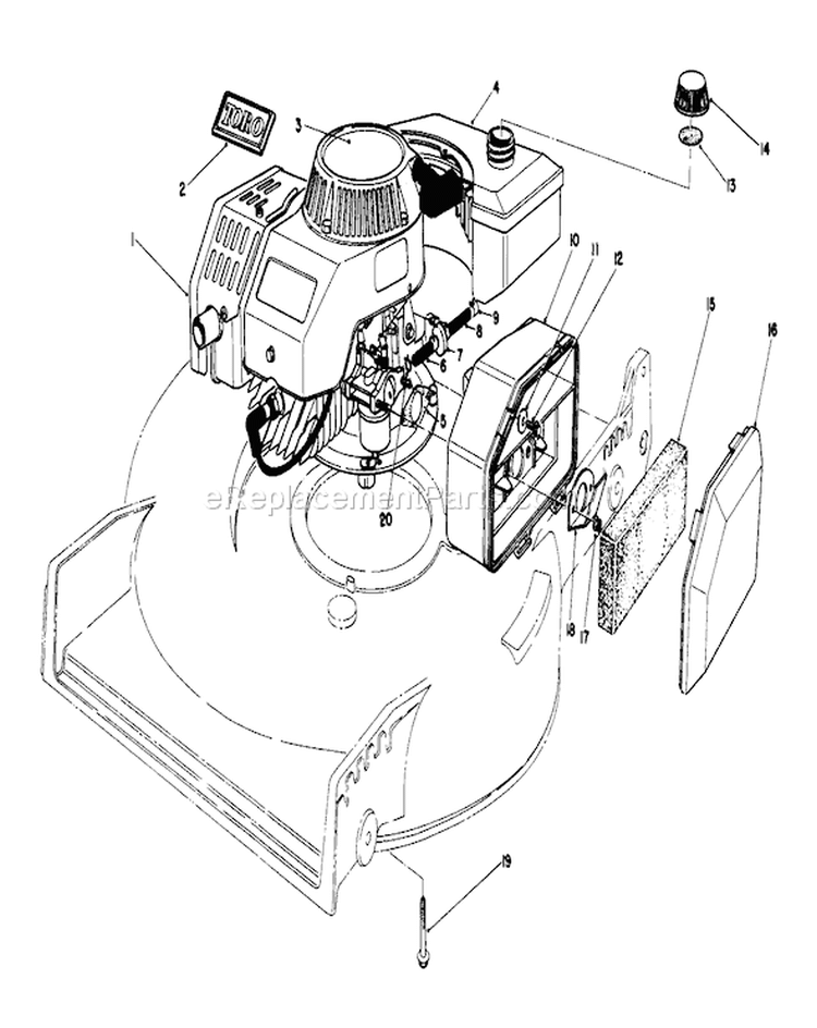 Engine Diagram and Parts List for 20584 7000001-7999999 - 1987 Toro Lawn Mower