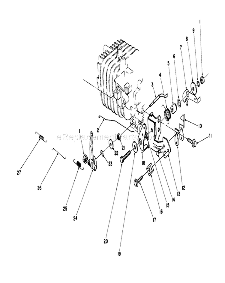 Governor Assembly Diagram and Parts List for 20584 7000001-7999999 - 1987 Toro Lawn Mower