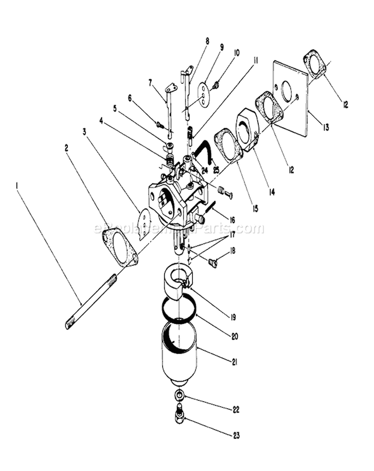 Carburetor Diagram and Parts List for 20584 8000001-8999999 - 1988 Toro Lawn Mower