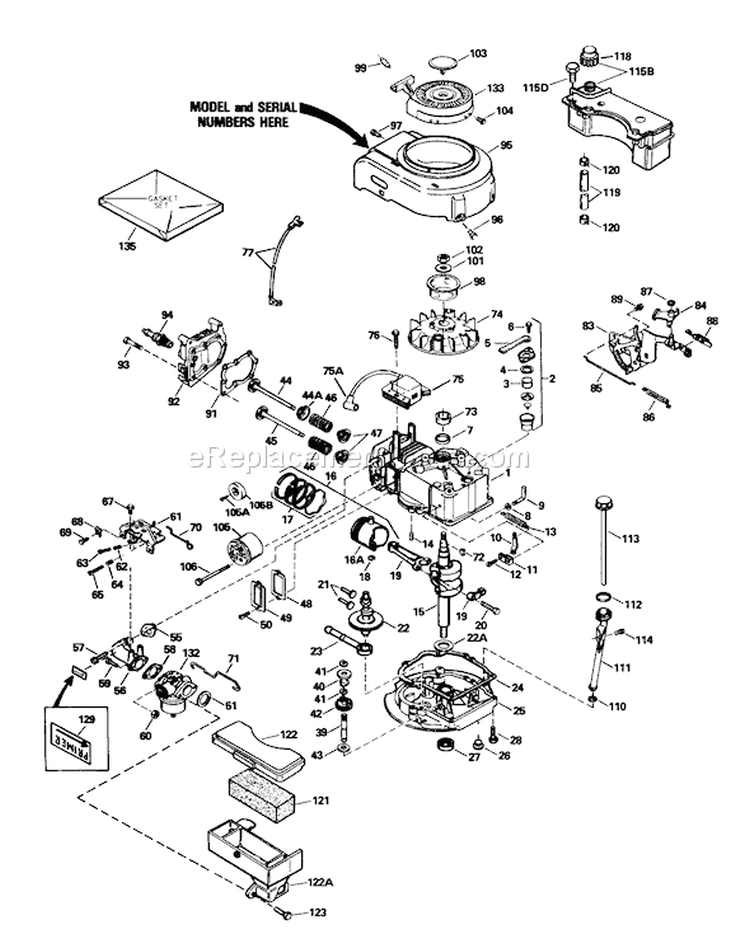 Engine Diagram and Parts List for 20586C 9000001-9999999 - 1989 Toro Lawn Mower