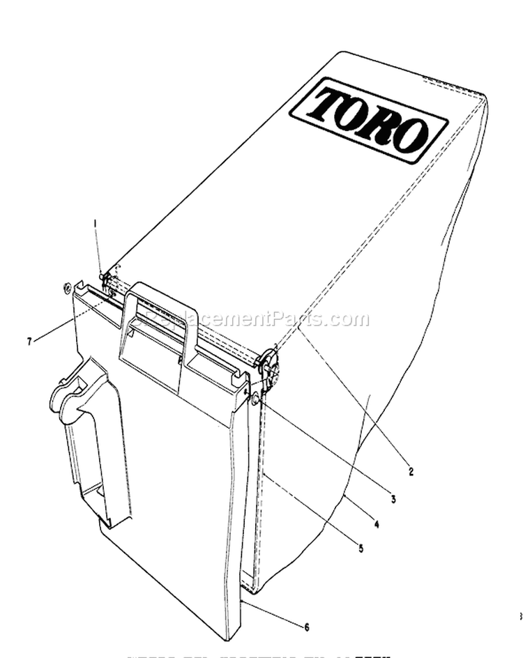 Grass Bag Assembly Diagram and Parts List for 20586C 9000001-9999999 - 1989 Toro Lawn Mower