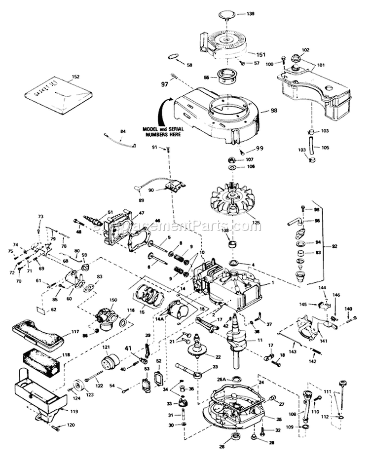 Engine Diagram and Parts List for 20586 7000001-7999999 - 1987 Toro Lawn Mower