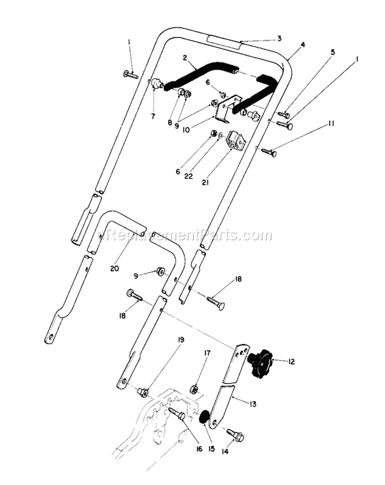 Handle Assembly Diagram and Parts List for 20586 7000001-7999999 - 1987 Toro Lawn Mower