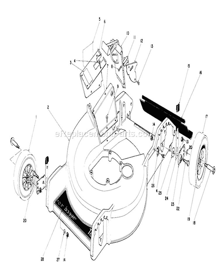 Housing Assembly Diagram and Parts List for 20586 7000001-7999999 - 1987 Toro Lawn Mower