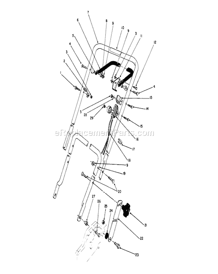 Handle and Throttle Control Diagram and Parts List for 20586 8000001-8999999 - 1988 Toro Lawn Mower