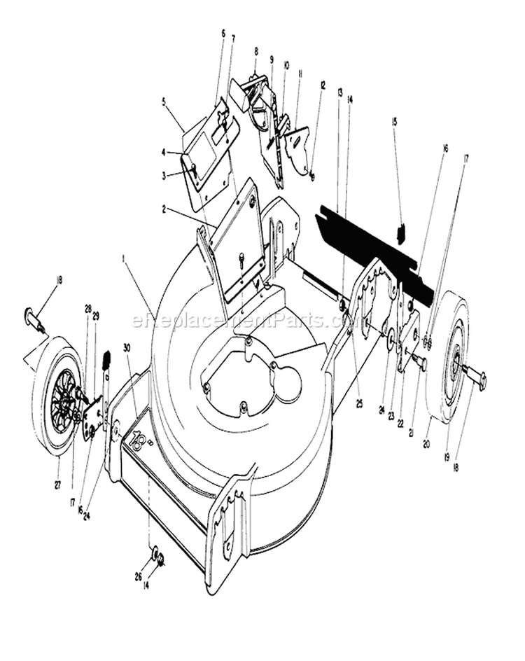 Housing Assembly Diagram and Parts List for 20587 0000001-0999999 - 1990 Toro Lawn Mower