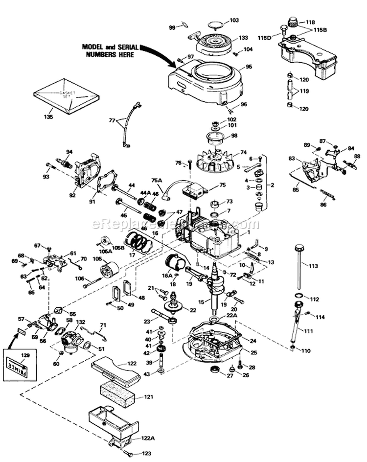 Engine Diagram and Parts List for 20588C 9000001-9999999 - 1989 Toro Lawn Mower