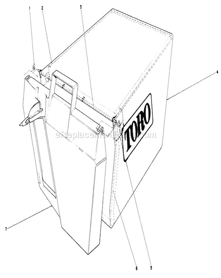 Grass Bag Assembly Diagram and Parts List for 20588C 9000001-9999999 - 1989 Toro Lawn Mower