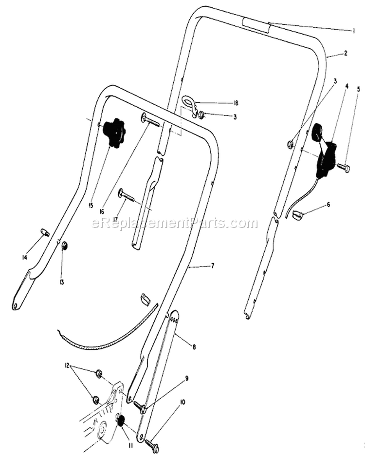 Handle Assembly Diagram and Parts List for 20588C 9000001-9999999 - 1989 Toro Lawn Mower