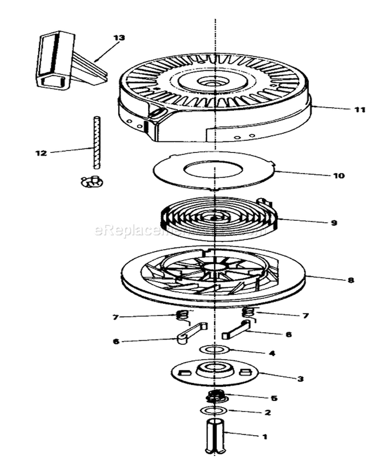 Rewind Starter Diagram and Parts List for 20588C 9000001-9999999 - 1989 Toro Lawn Mower
