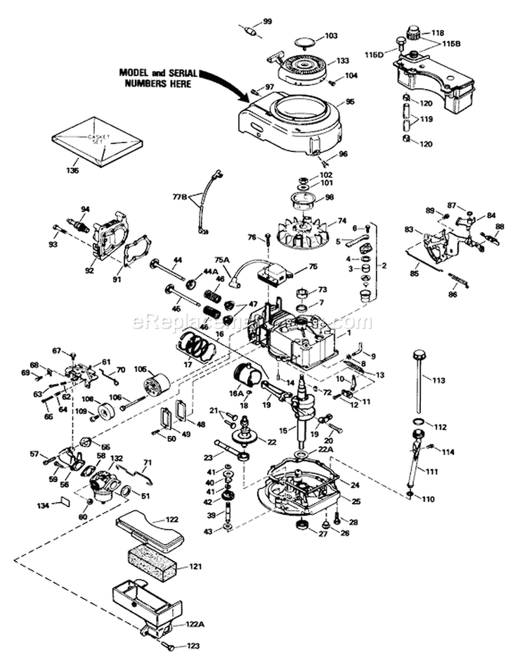 Engine Diagram and Parts List for 20588 0000001-0999999 - 1990 Toro Lawn Mower