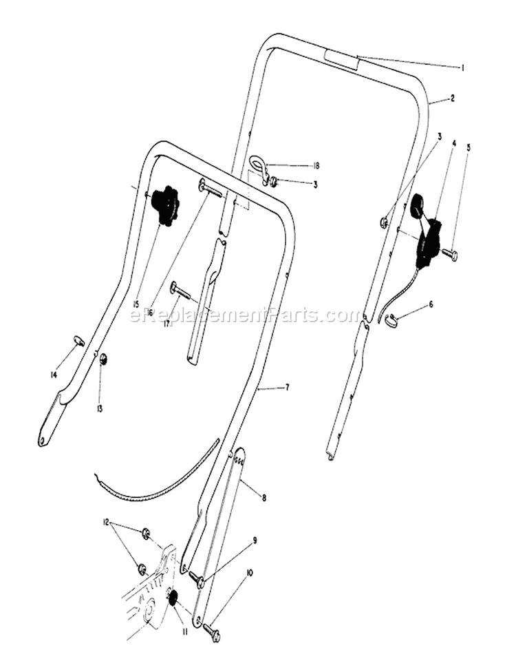 Handle Assembly Diagram and Parts List for 20588 0000001-0999999 - 1990 Toro Lawn Mower