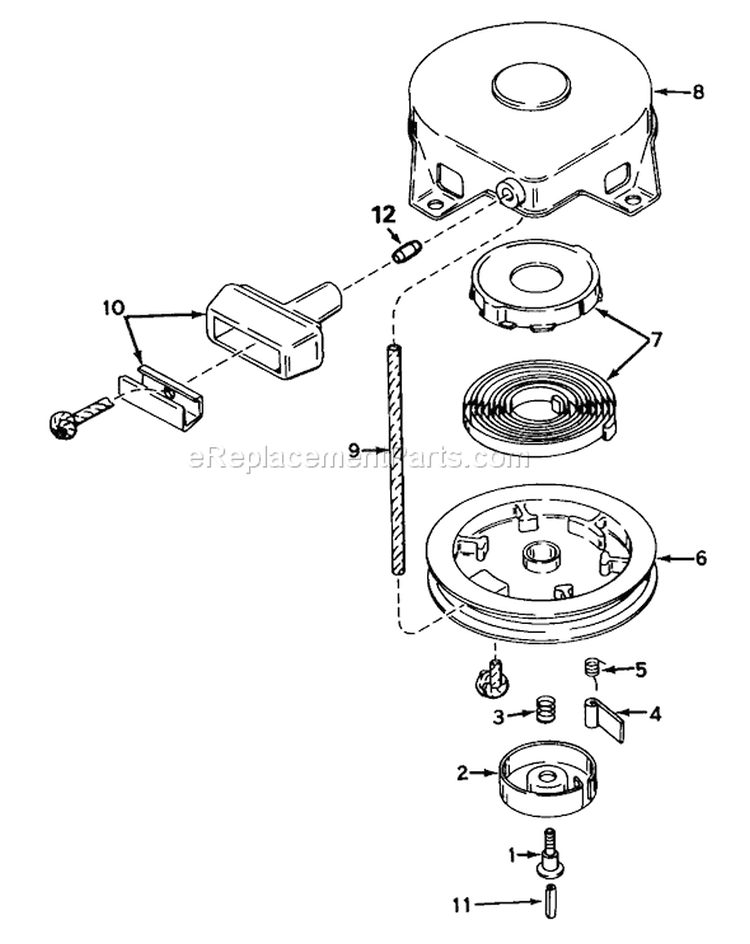 Rewind Starter Diagram and Parts List for 20588 5000001-5999999 - 1985 Toro Lawn Mower
