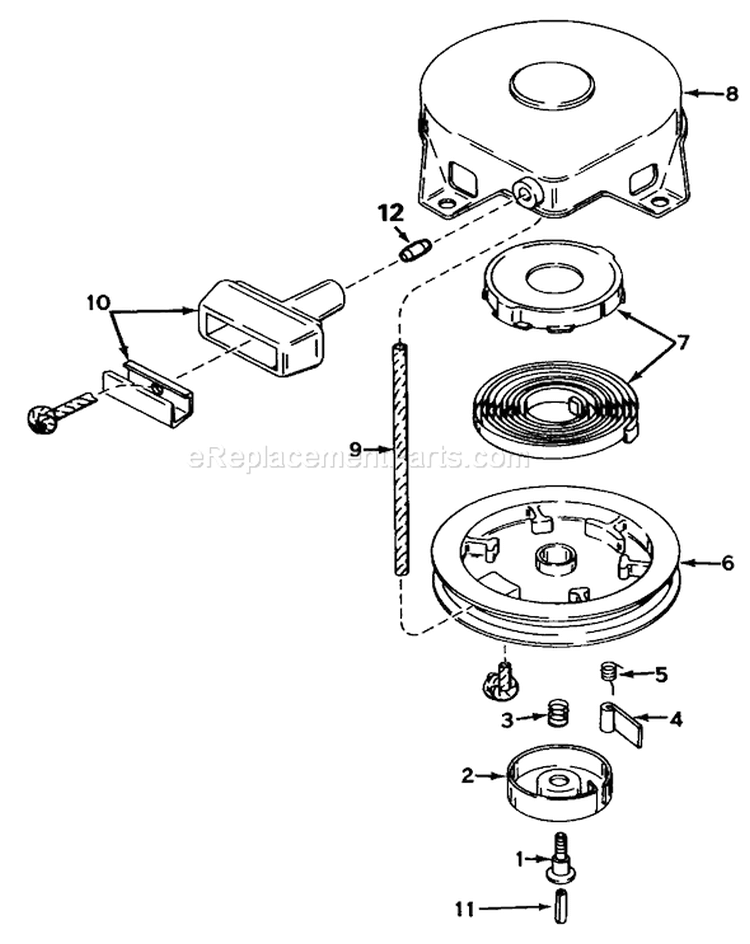 Rewind Starter Diagram and Parts List for 20588 6000001-6999999 - 1986 Toro Lawn Mower