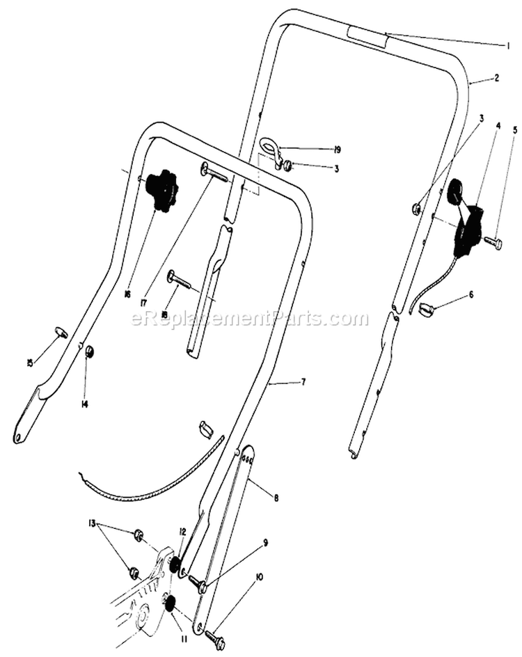 Handle Assembly Diagram and Parts List for 20588 6000001-6999999 - 1986 Toro Lawn Mower