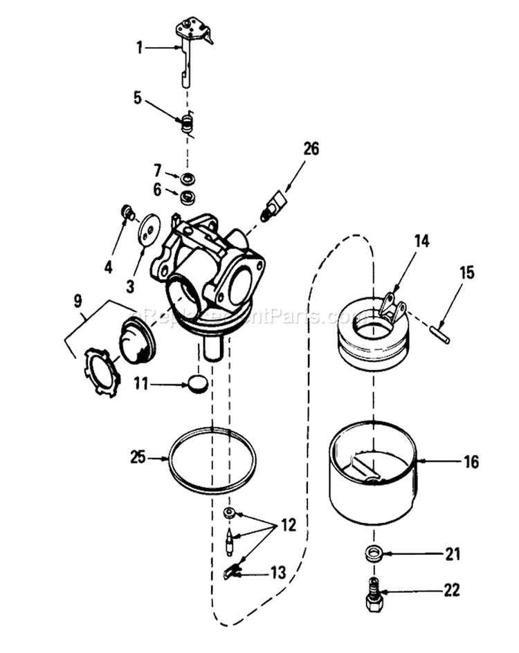 Carburetor Diagram and Parts List for 20588 7000001-7999999 - 1987 Toro Lawn Mower