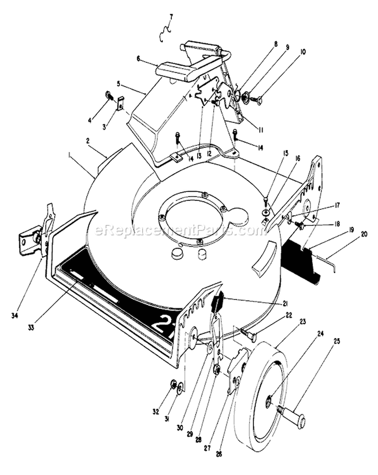 Housing Assembly Diagram and Parts List for 20588 7000001-7999999 - 1987 Toro Lawn Mower