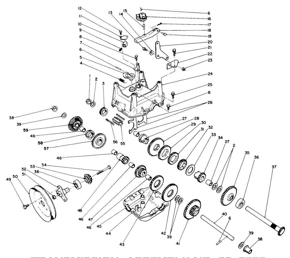 Transmission Assembly No. 66-8030 Diagram and Parts List for 38525 9000001 - 9999999 Toro Snow Blower