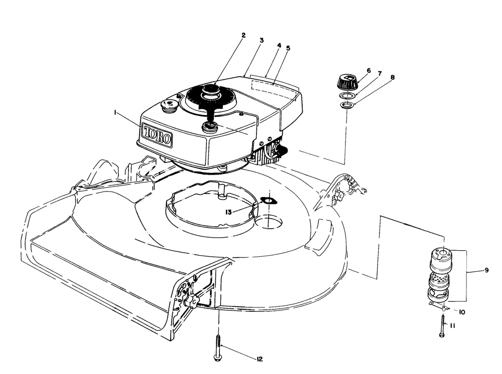 Engine Assembly Diagram and Parts List for 16165C 6000001 - 6999999 Toro Lawn Mower