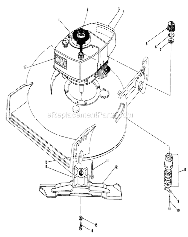 Engine Assembly Diagram and Parts List for 20610C 5000001-5999999 - 1985 Toro Lawn Mower